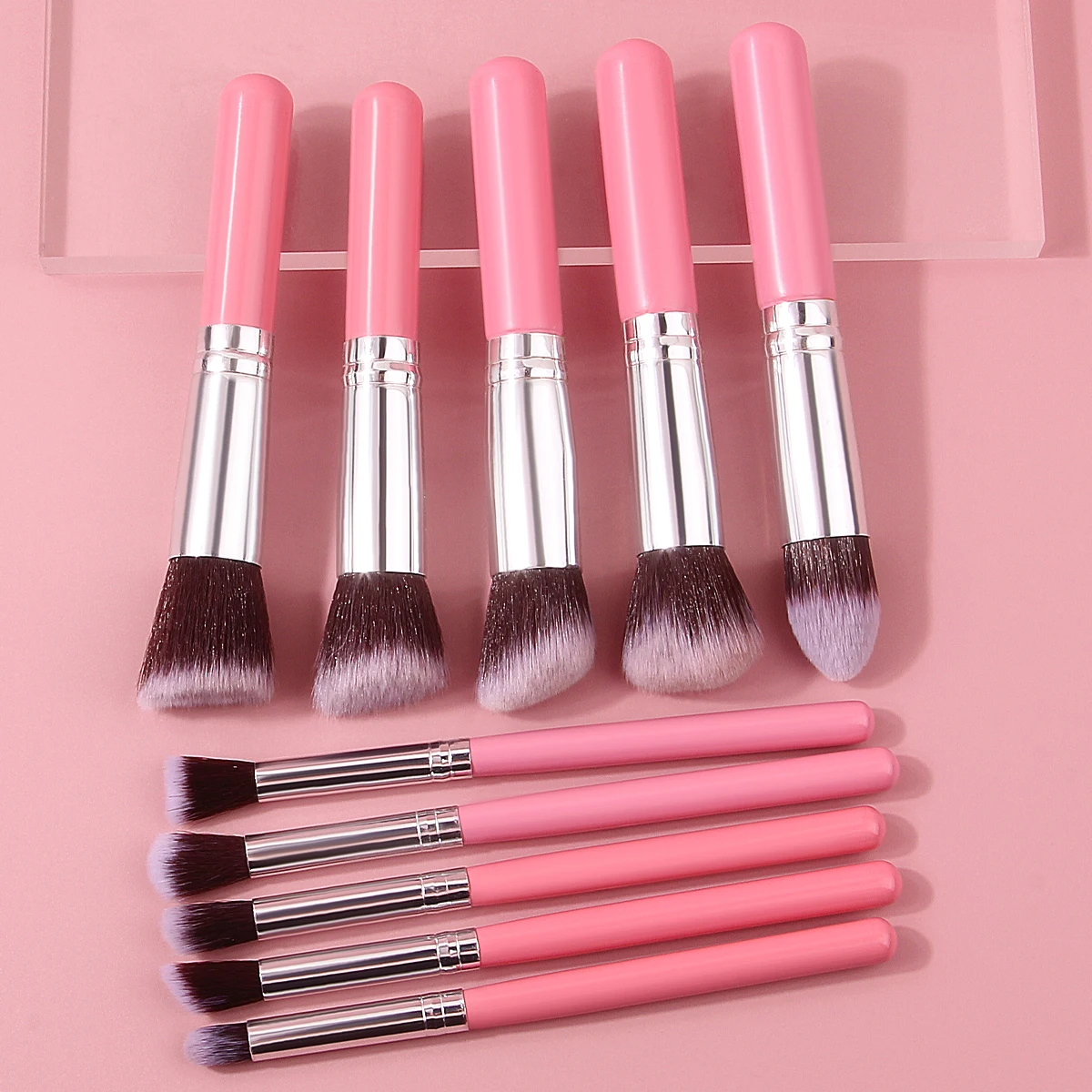 Juego de brochas de maquillaje facial multiusos, 10 Uds., brocha para colorete, brocha suelta, herramientas de belleza esenciales para principiantes