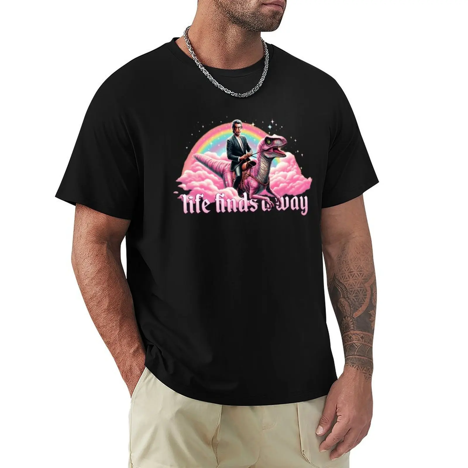 

Life Finds a Way Rainbow Ian Malcolm T-Shirt Clothing anime t shirts anime tshirt heavyweights mens t shirts casual stylish