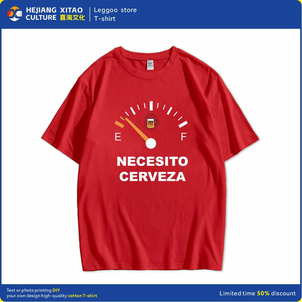 NECESITO CERVEZA Graphic Printed T-shirt Short sleeved summer comfortable clothing for both men and women tops