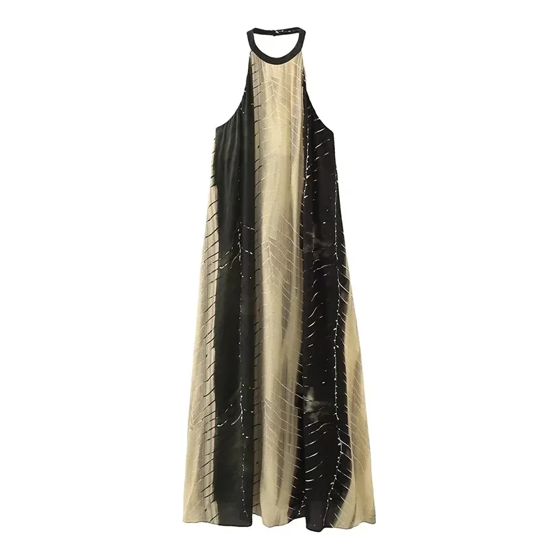 

Летние повседневные платья с открытой спиной и без рукавов, пляжное праздничное свободное платье с открытой спиной, длинное платье с открытой спиной