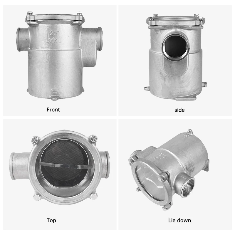316 الفولاذ المقاوم للصدأ تصفية مياه البحر قارب الأجهزة من خلال بدن المناسب كمية مصفاة المياه تكييف الهواء تصفية مياه البحر