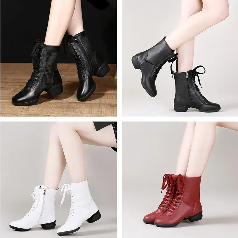 Botas de baile para mujer, zapatos de baile modernos de Jazz, fondo suave, marinero, zapatos de baile cuadrados, botas deportivas, talla 34-42