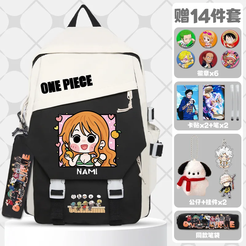 One Piece New Cartoon Student Schoolbag Large Capacity Shoulder Pad Cute Waterproof Stain-Resistant Casual Backpack