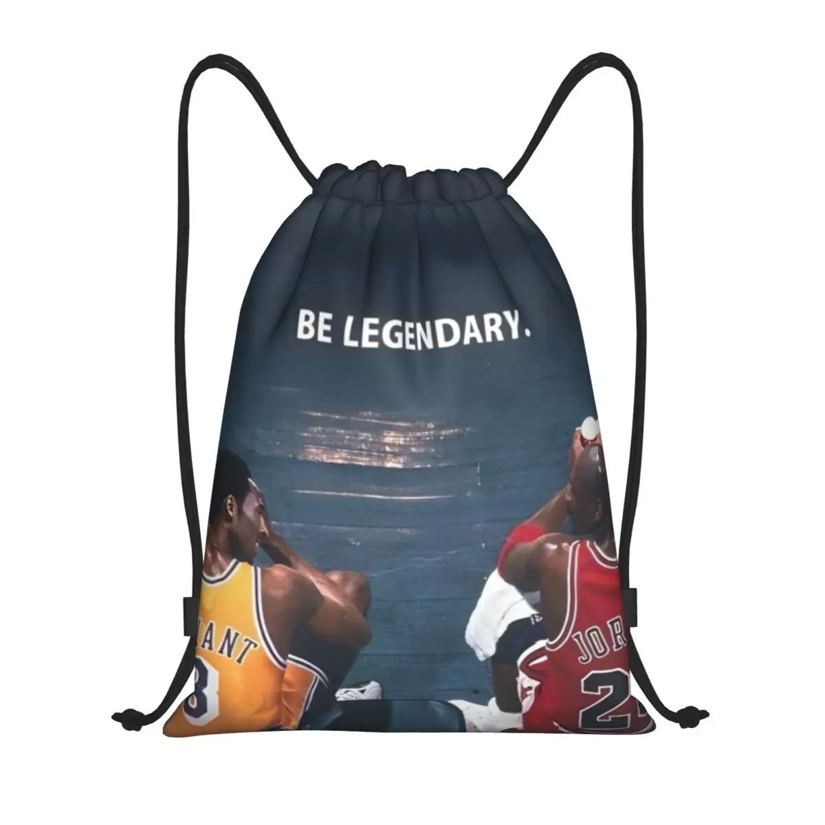 Custom Legend Kobe And Jordan Fashion Women Men Drawstring Bag Backpack Portable Folding Bag Shopping Waterproof Backpack