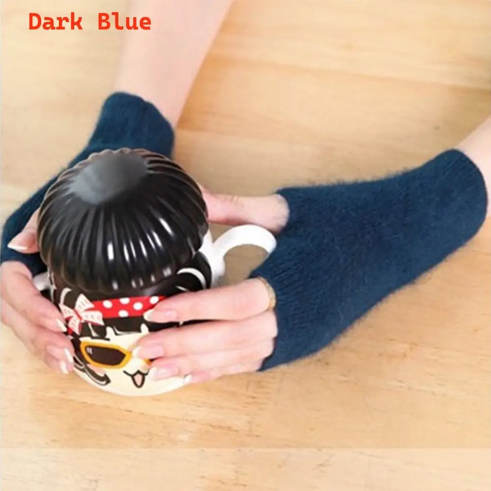 Protable Wool Mink Cashmere Gloves Exposed Finger Fingerless Knitted Wool Glove Warm Thick Wrist Gloves Women Girl
