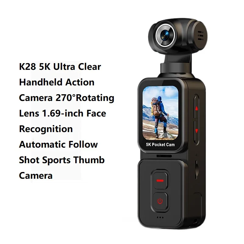 New K28 5K Ultra HD Action Camera 270° Rotatable Wifi Cam Outdoor Sport Portable Remote Control Vlog ELS Handheld Video Recorder