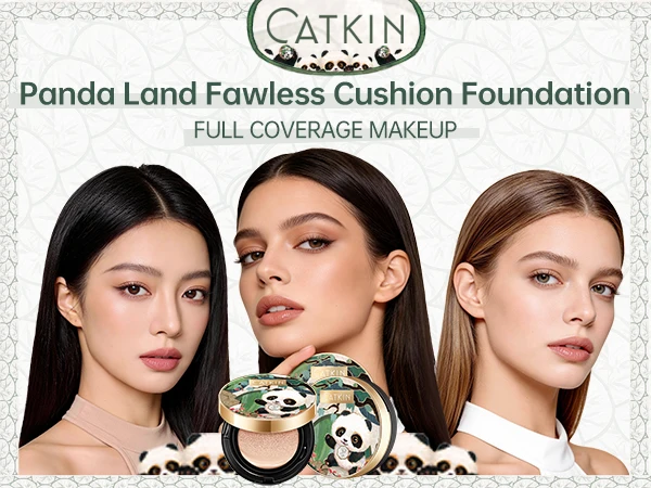 Panda Land Full Coverage Cushion Fondation, Breathable Hydrating Nourishing Poreless Face Makeup Save for Sensitive Skin