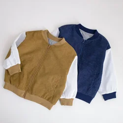 Fashion Baby Girl Boy Corduroy Jacket Infant Toddle Child Bomber Coat Blazer Outwear Patched Spring Autumn Baby Clothes 6M-12Y