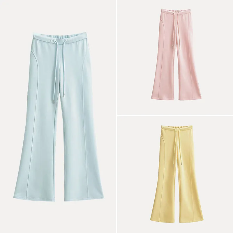 

Spring 2025 Women's Faion Slim Fit Casual Pants Drapey Micro Flare Versatile High Waist Long Polyester Fiber Casual Trousers