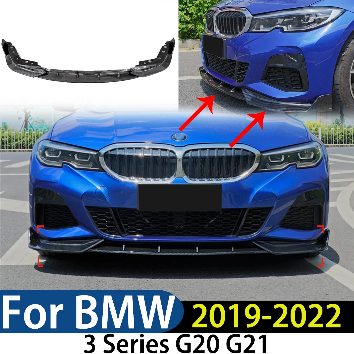 

Для BMW 3 серии G20 G21 2019-2022 M Pack передний бампер, спойлер, разделитель, диффузор, модификация, внешний комплект кузова, тюнинг
