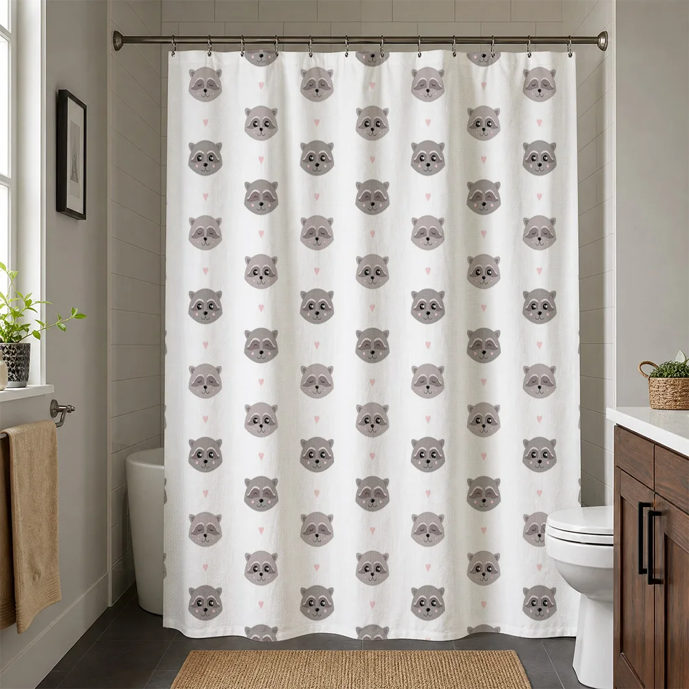 Cute Panda Bear Print Waterproof Shower Curtain for Bathroom Decor Kids Nursery Cartoon Animals Liner Home Bathroom Accessories