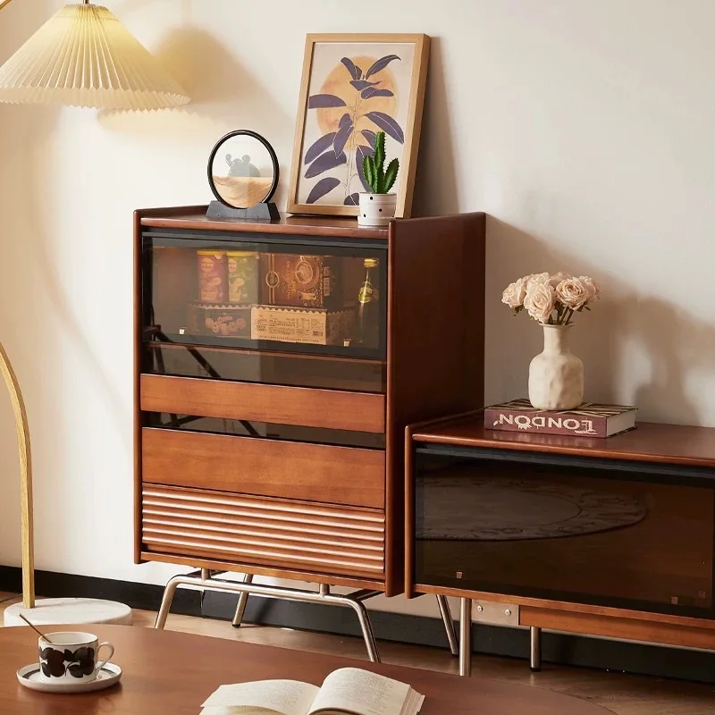 

Nordic solid wood chest retro small apartment bedroom storage cabinet living room locker multi-functional small side cabinet din