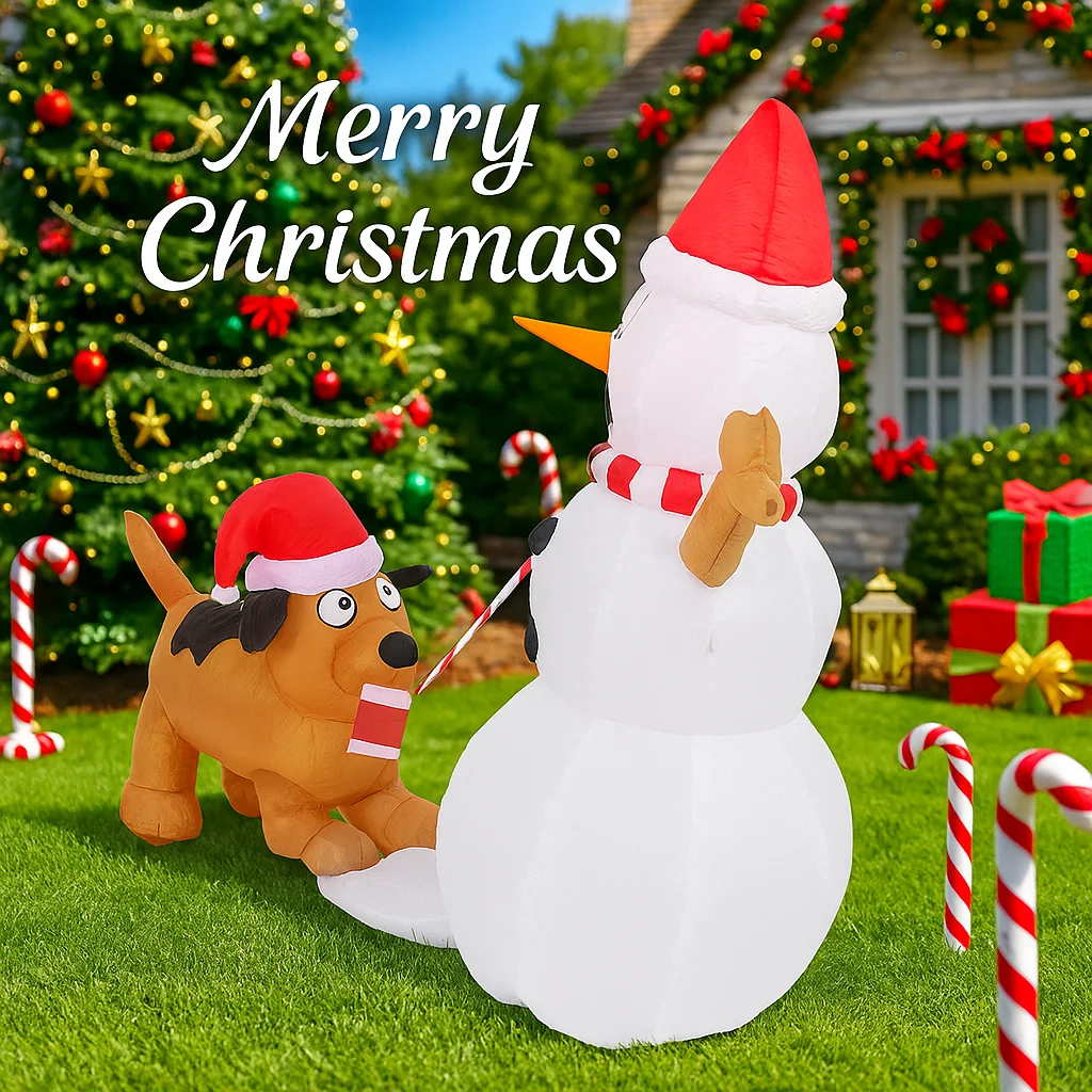 3.9FT عيد الميلاد نفخ ثلج الكلب نموذج عيد الميلاد ساحة الحديقة عطلة ديكور المنزل لوازم الحفلات حلية هدية احتفالية LED مضاءة