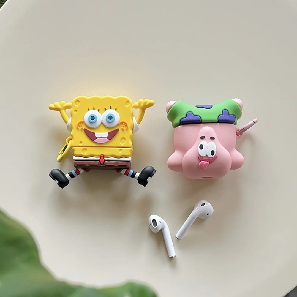 Cartoon Happy Spongebobs Patricks Stars for AirPods 1 2 3 Pro 2 Case for IPhone Bluetooth Earbuds Earphone Silica Gel Soft Cover