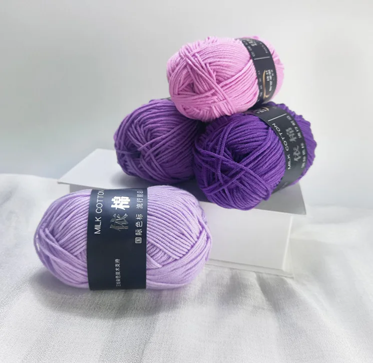 2PCS 4-ply Milk Cotton Knitting Yarn Needlework Dyed Crochet Craft Sweater Hat Dolls 