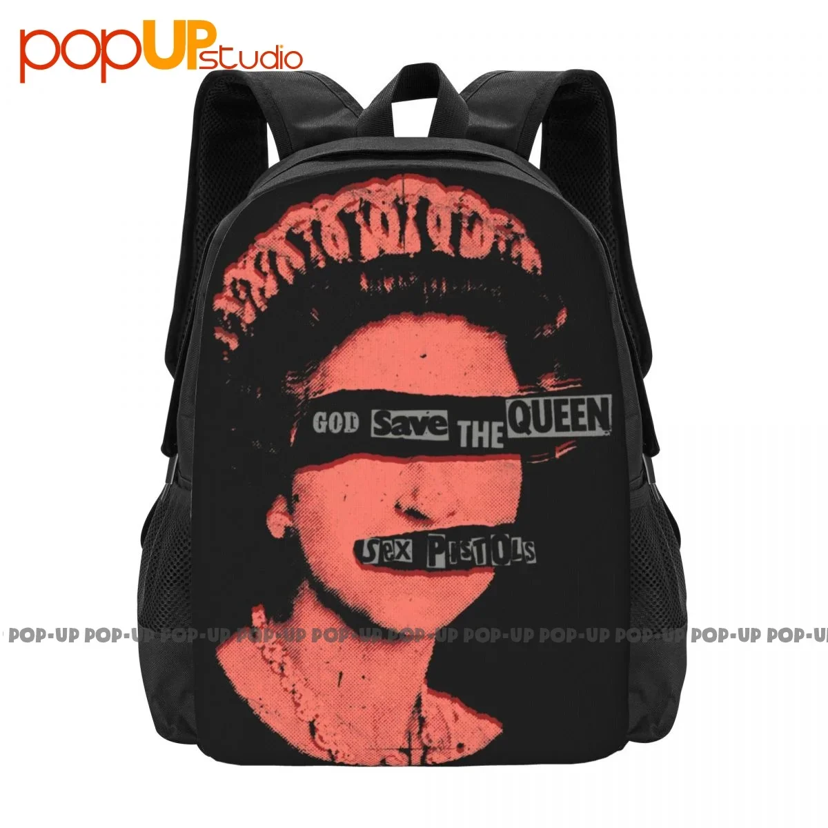 The Sex Pistols God Save The Queen Band Logo Backpack Large Capacity Bookbag Shoe Bag Sports Style Multi-function