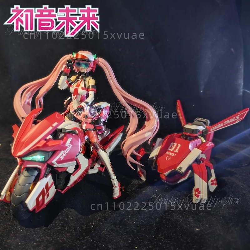 

New Hatsune Miku Building Blocks Anime Assembly Pink Sakura Miku Locomotive Suit Model Toys Movable Collection Christmas Gift