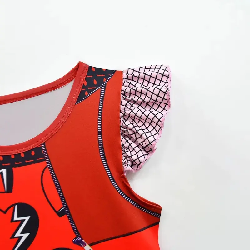 ชุดคอสเพลย์เจ้าหญิงสีแดงแขนบานลายพิมพ์  ชุดเดรสแฟชั่นสำหรับงานปาร์ตี้  รุ่น zz04zz12Girls' Set Cosplay Descendantsing