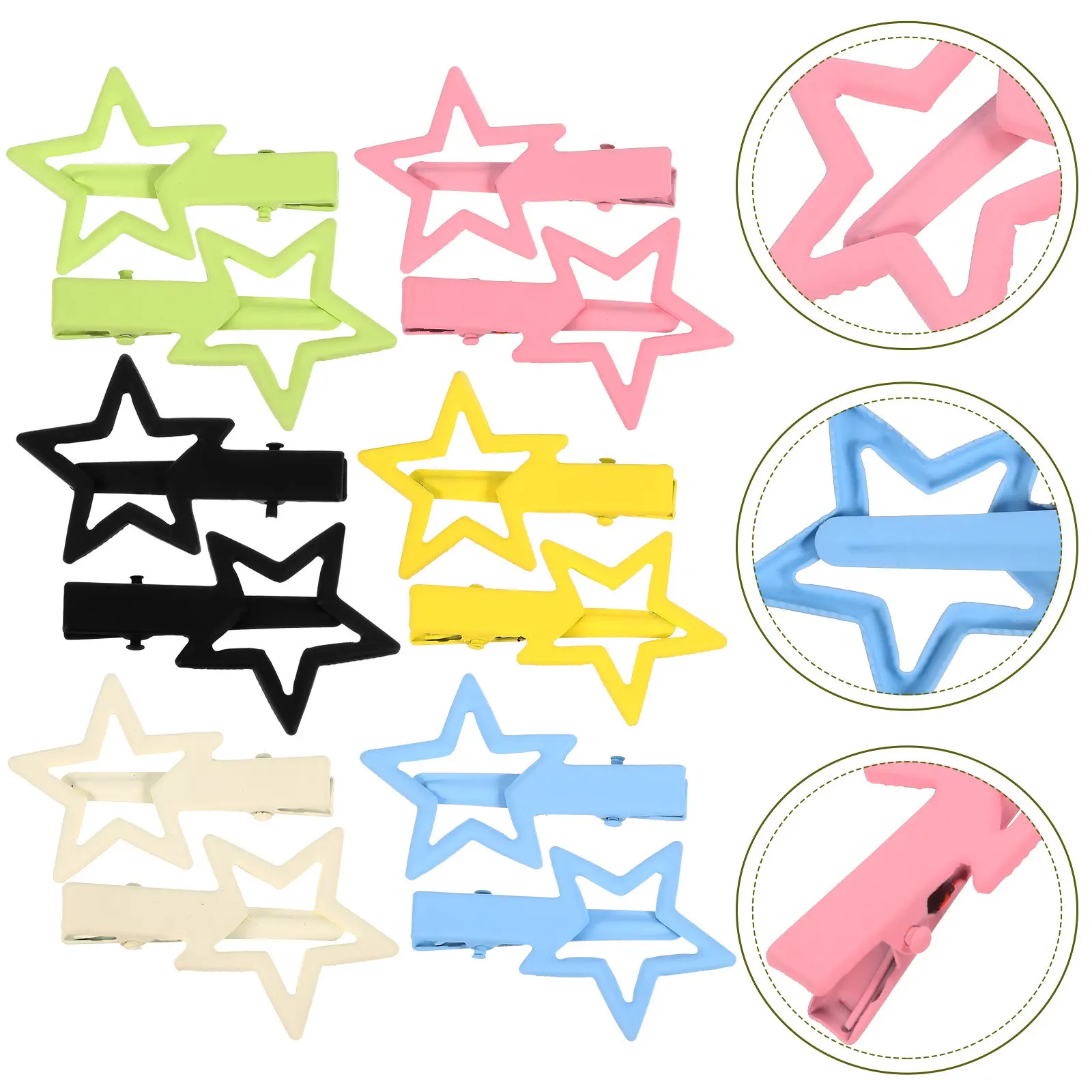

12Pcs Star Shaped Candy Color Hair Clips Small Metal Clips Cute Hair Accessories for Girls Women Daily Parties