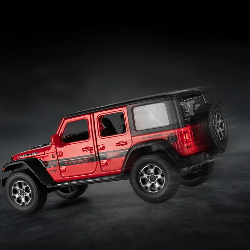 Diecast 1:22 Jeep Wrangler Rubicon Alloy Car Model Simulaton Collective Toy Vehicles Home Decor Boys Car Gift Sound And Light