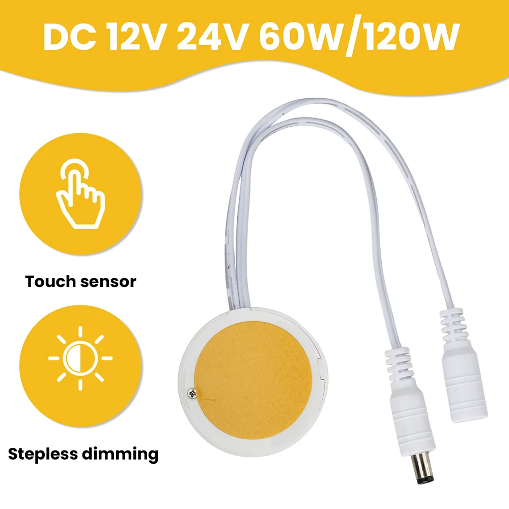 

Touch Sensor Dimmer Switch DC12-24V 60W/120W Stepless Dimming LED Light Driver 5CM Wood Penetration or DIY Kitchen Cabinet
