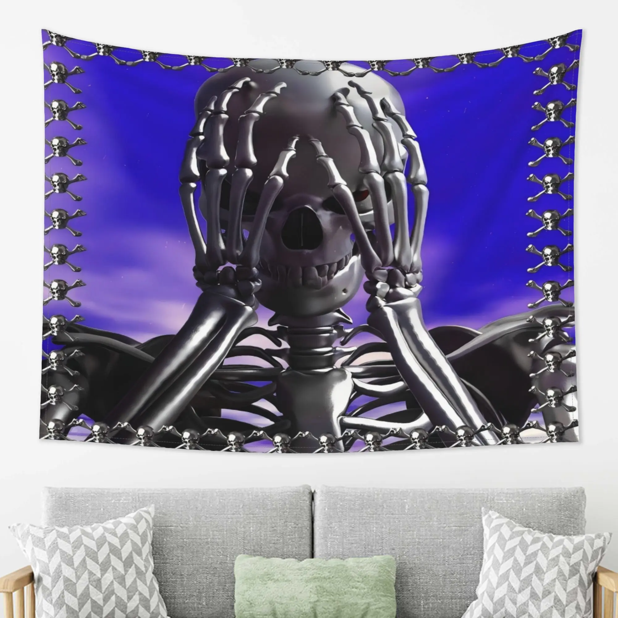 1pc Metal Skeleton Cover Eyes Tapestry Wall Hanging Aesthetic Dorm Decor cool room stuff aesthetic room decor pink room decor