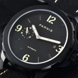 New Arrival Luxury Brand Mechanical Watches Parnis 44mm Casual Automatic Watch Men Sapphire 5Bar Leather Luminous reloj hombre