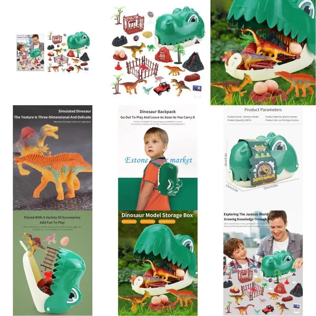 Mochila con figuras dinosaurios 090B, mochila dinosaurio aspecto realista para regalo fiesta, juguete educativo para