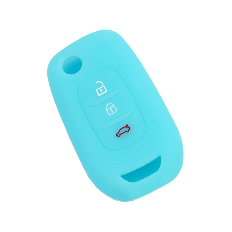 PREISEI-funda de silicona con 3 botones para llave de coche, funda protectora para Renault, Kadjar, Captur, Symbol, Koleos, Megane