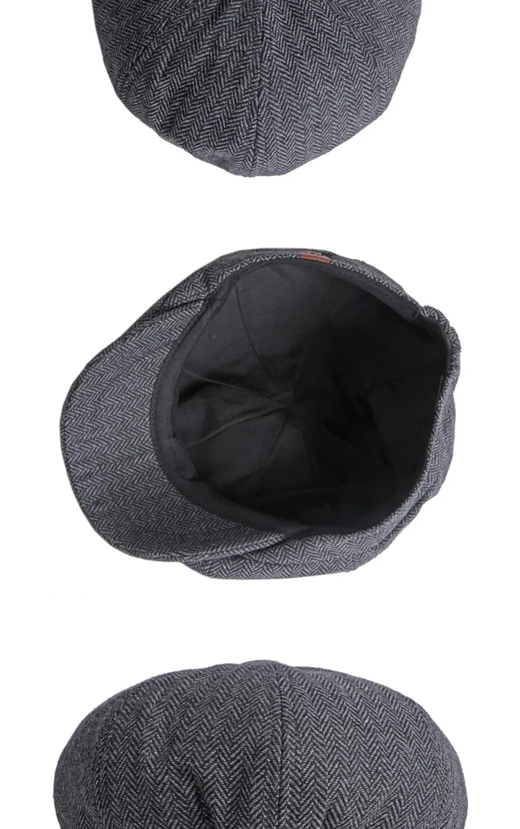 Männer Frauen Wolle Newsboy Caps Fischgräten Flache Kappen Kaffee Britischen Gatsby Caps Herbst Winter Warme Woolen Hüte Gorras – Detail 8