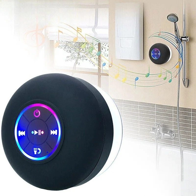 Bluetooth Speaker Portable Wireless Mini Stereo Sound LED Speaker With Suction Cup IPX4 Waterproof For Travel Outdoor Bathroom