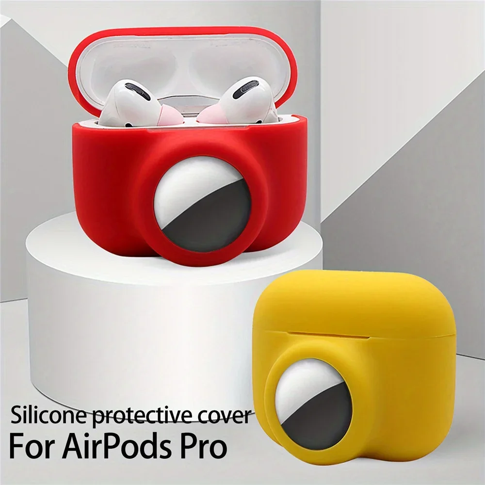 2 In 1 Protective Skin Case Compatible For Airpods Pro And Airtag Case Combo Set, Silicone GPS Tracker Cover Holder