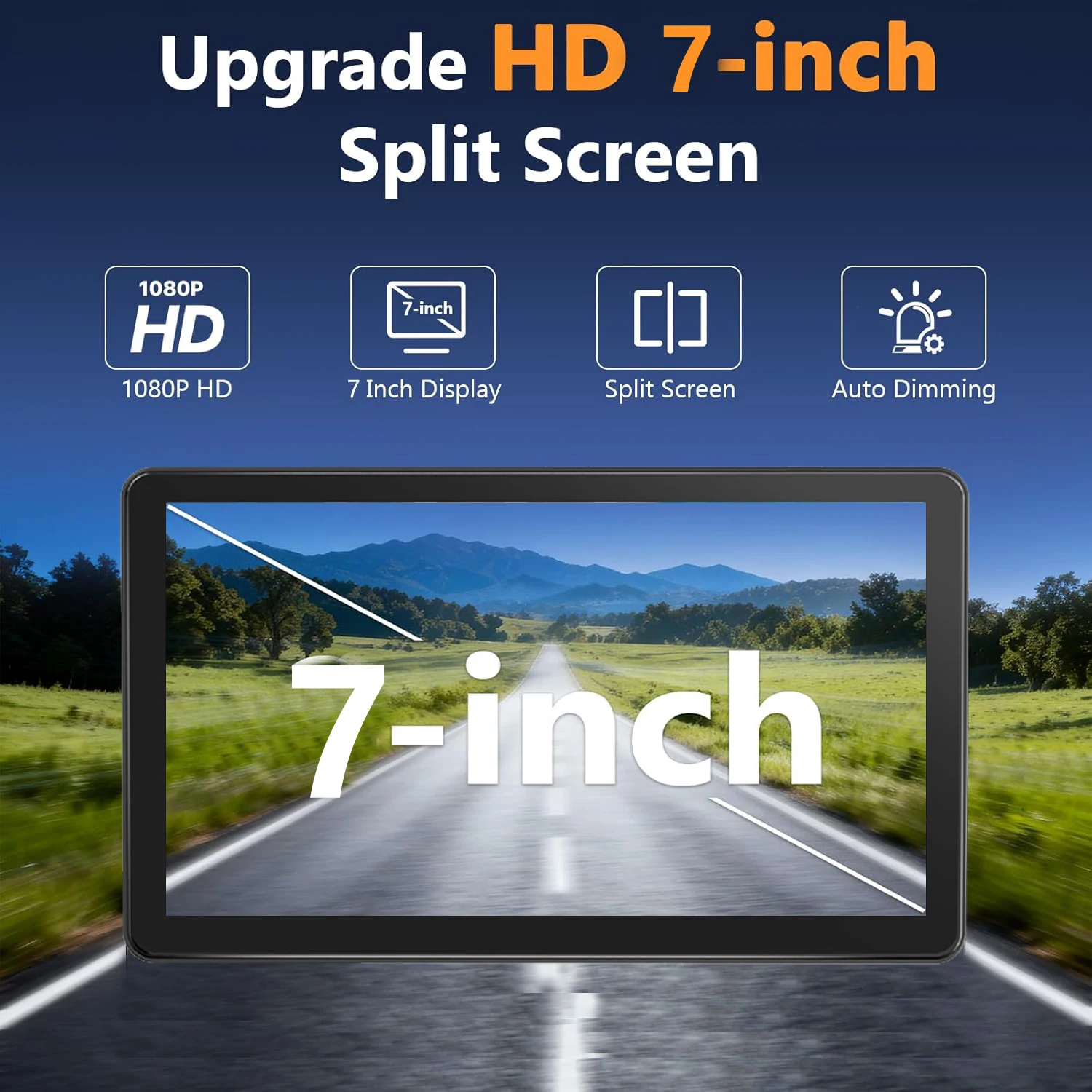 7inch 2Split Screen Display Solar Powered Dual Wireless Backup Camera System Standby 625days Magnetic Base Install Free