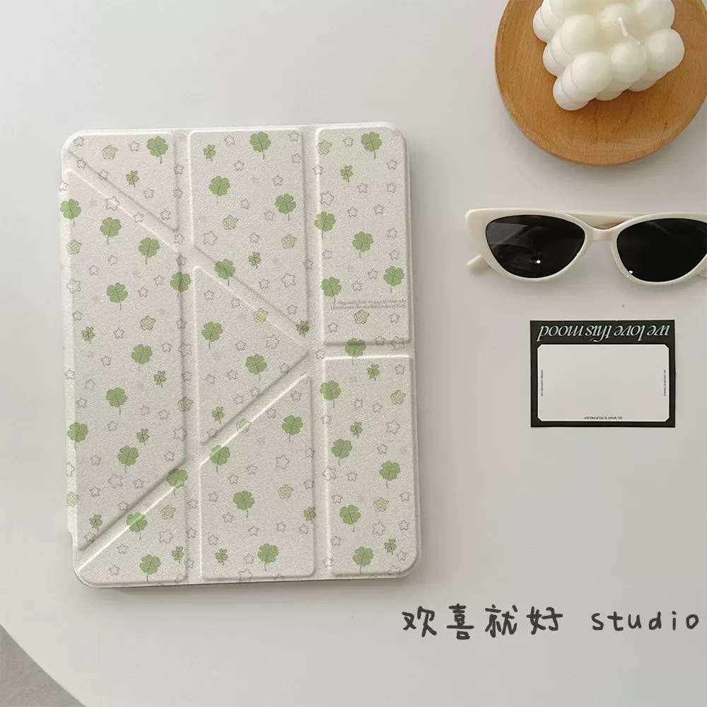 Lucky Clover Y+3 Fold For iPad Case iPad 2025 Pro 11 Air 7 6 10 9 & Mini 7 6 (10.9