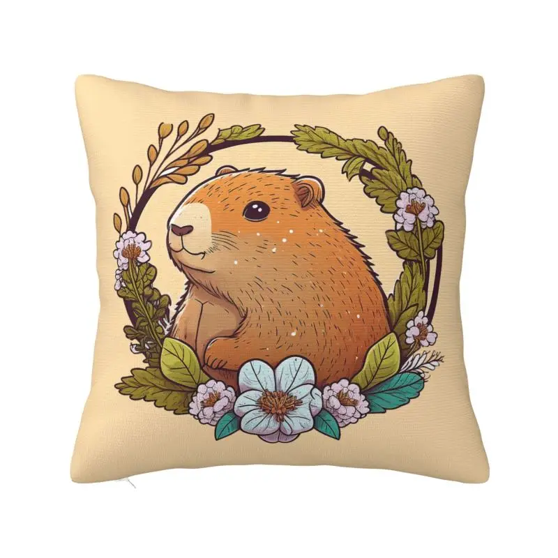 Animal Giant Cavy Capybara Cushion Cover 55*55 cm Polyester Throw Pillow Case Living Room Decoration Bedding Sofa Pillowslip