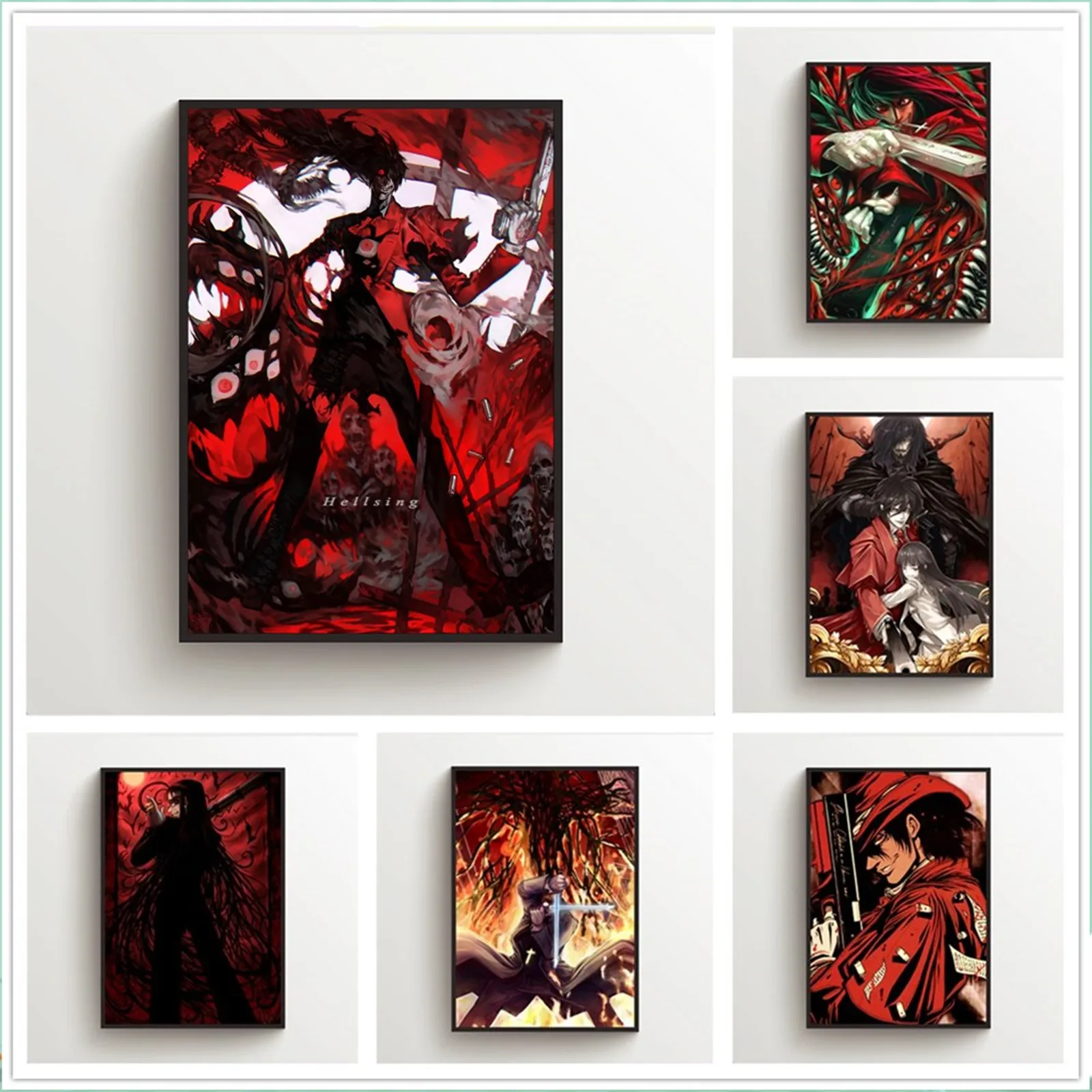 Canvas Painting Anime Posters Hellsing Alucard Alexander Anderson Wall Decor Wall Art Picture for Living Room Decor