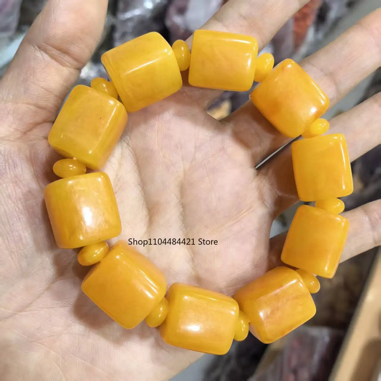 Honey Wax Chicken Oil Yellow Floating Salt Water Bucket Beads Hand String Amber Men's and Women's Ethnic Style Versatile Pendant