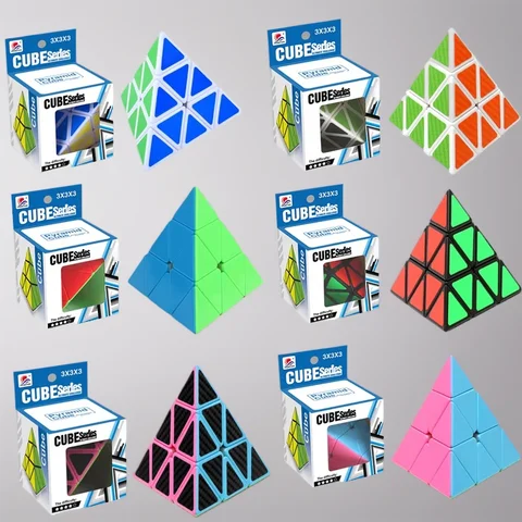 Children Pyramid Cube 3x3x3 Magic Triangle Speed Pyraminx Cube Smooth Brain Teaser Toy Puzzle Game STEM Educational Toys