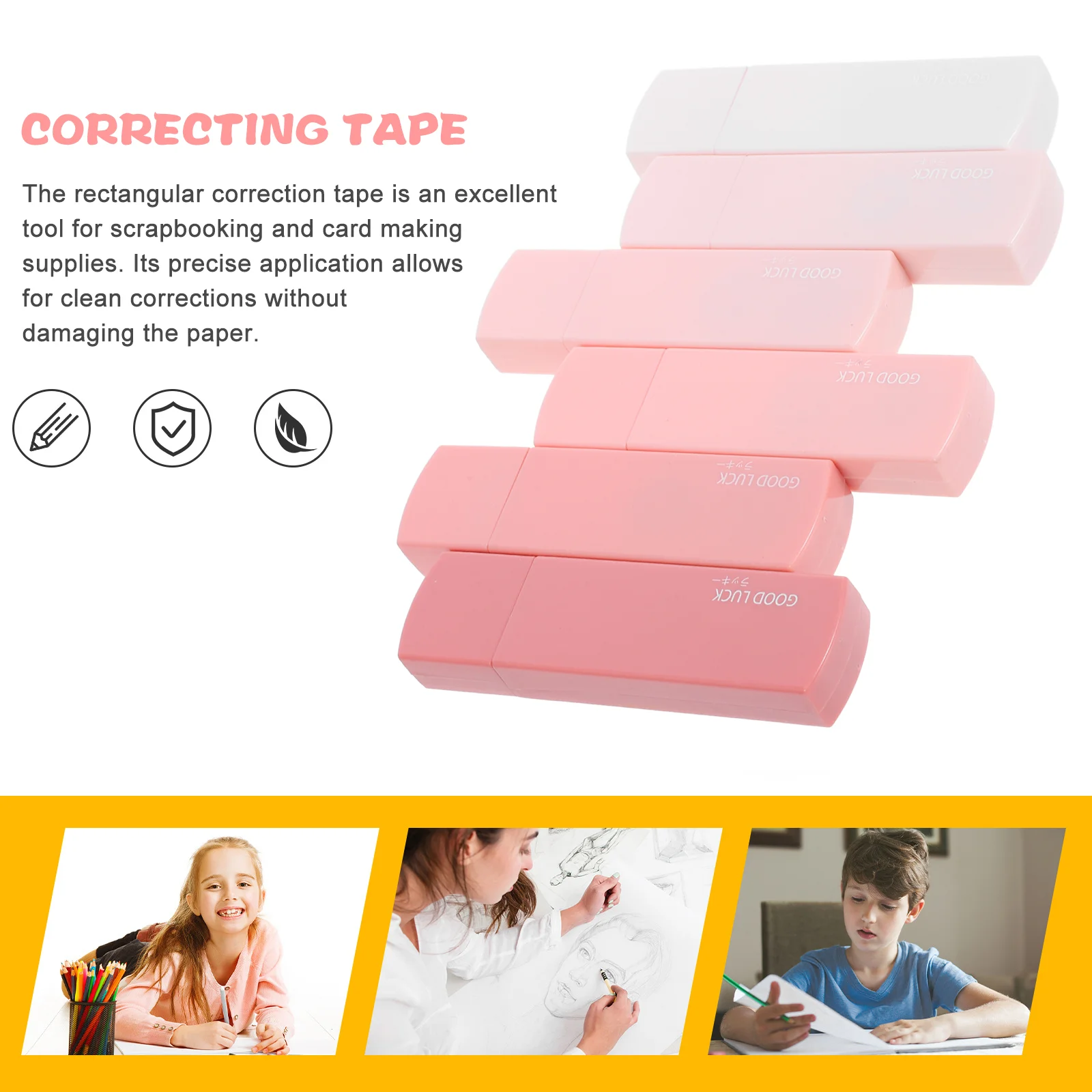 6 pçs fita de alteração mini branco para fora bonito material de escritório correção de alta capacidade estética animal de estimação estudante plástico