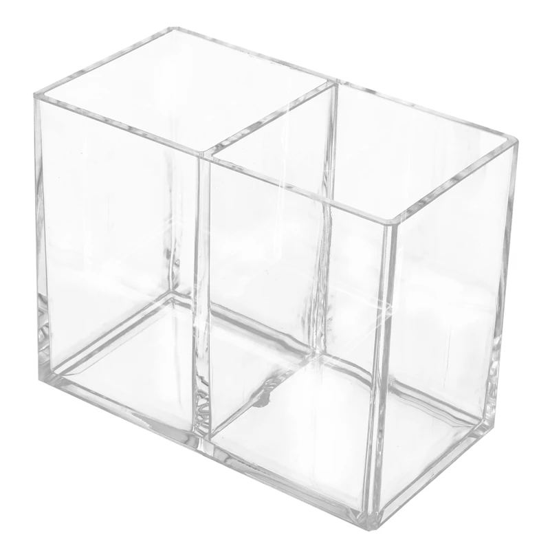 

Clear Acrylic Makeup Brush Holder Pen Pencil Cup Holder Cosmetic Storage Case Desktop Stationery Organizer Compartments For Home