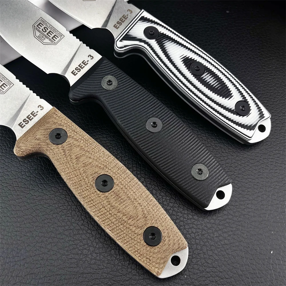 ESEE‑3 Fixed Blade Knife, D2 Steel Blade G10 Handle Multi‑Purpose Outdoor Knife with Sheath for Hiking Camping Hunting Survival - view 5