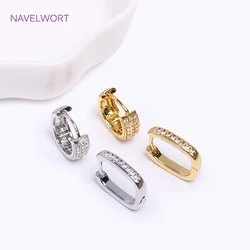 Trendy Gold Color Brass Hoop Earring Huggies Earring For Women,High Quality Inlaid Zircon Oval Earring Fashion Jewelry Wholesale