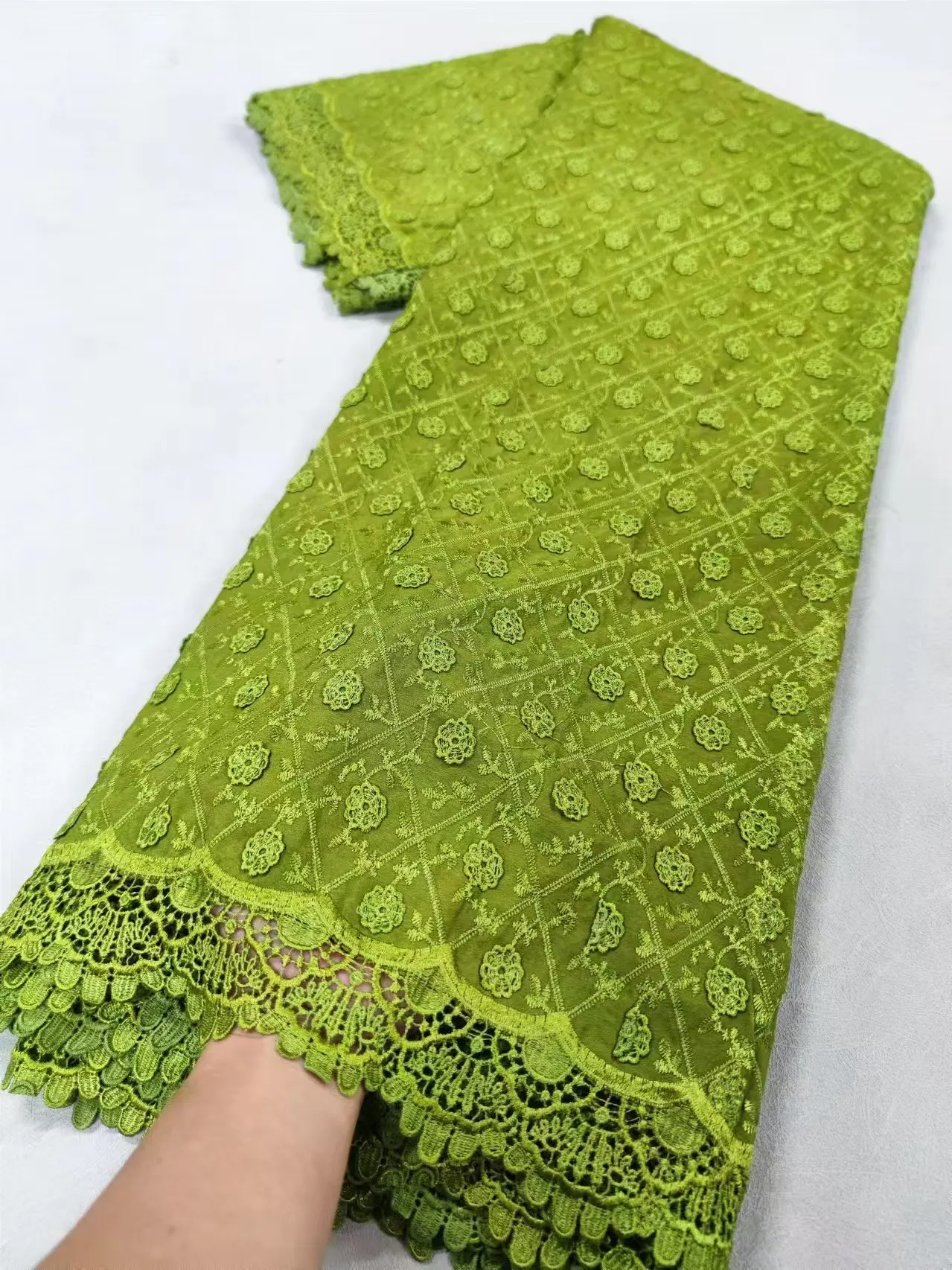 

Swiss Voile Lace fabric with Embroidery 2024 High Quality African 100%Cotton Lace Fabric for Nigerian Women Party Dresses XL030