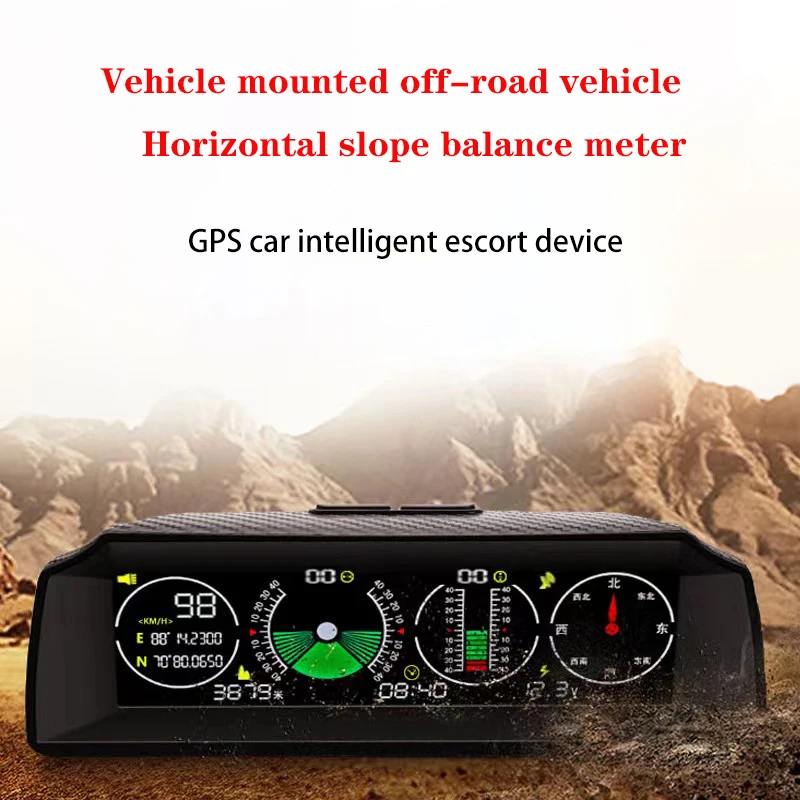 X90 Car GPS HUD Slope Meter, Off-Road Level Balancer Vehicle Speed Display
