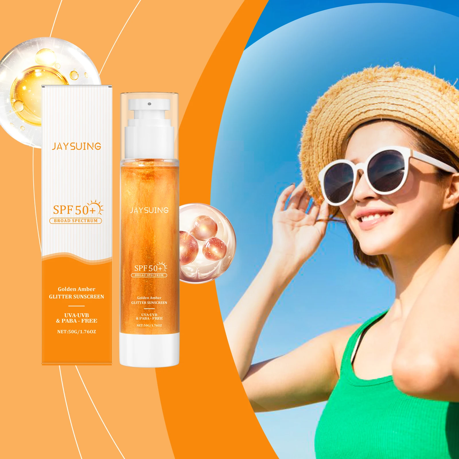 

Brightening Sunscreen Spf 50+ Daily Sun Gel Moisturizing Lightweight Broad Spectrum UV Protection Help Skin Glow Body Sunblock