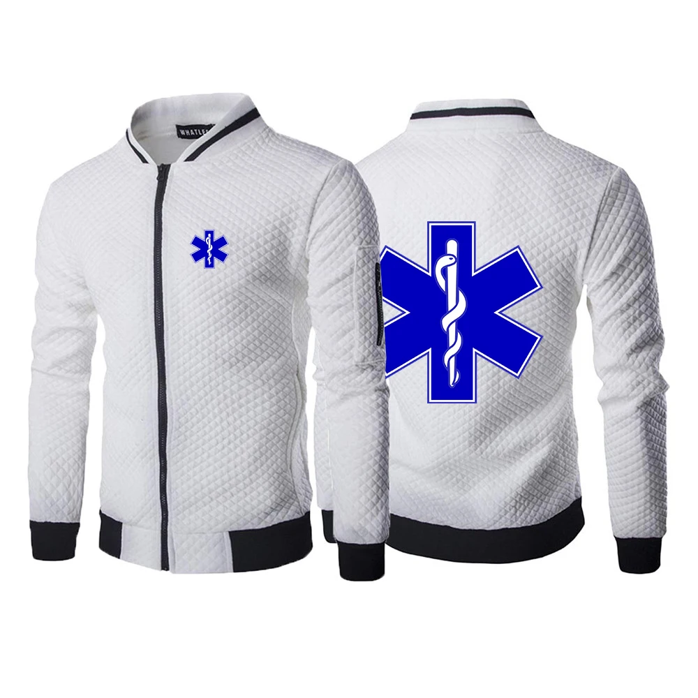 2023 New Men EMT Paramedic Emergency Medical Spring Autumn Casual Hight Quality Simple Hot Sale Six-color Zipper Round Neck Top