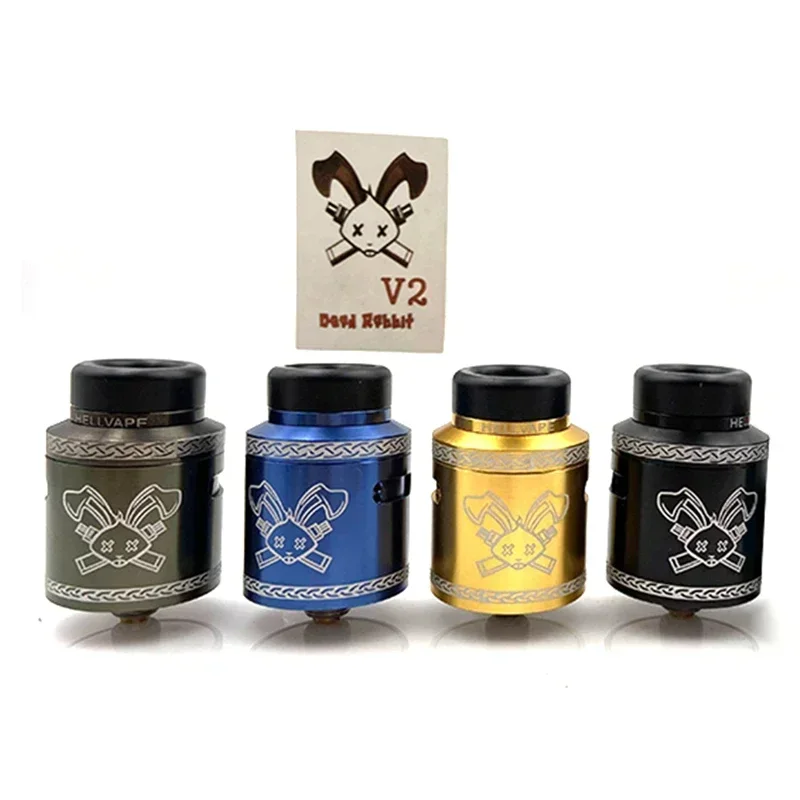 RunVape Dead Rabbit V2 RDA Atomizer Tank 24mm Conical Top Cap BF Squonk Capable Fit 510 Box Mod