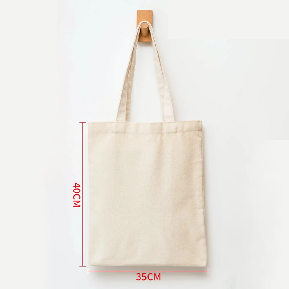 Women Handbags Creamy White Plain Folding Canvas Shoulder Tote Bags Reusable Cotton Grocery High Capacity Shopping Bag Handbags