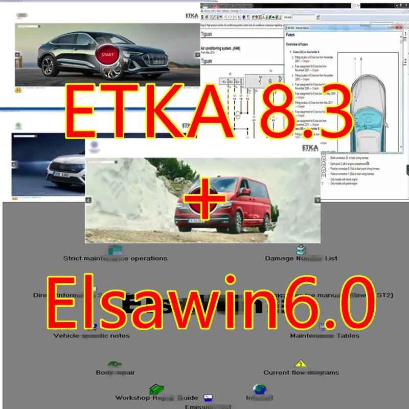 

2025Последнее программное обеспечение ElsaWin6.0+Etka8.3 для V/W+AU//DI+SE//AT+SKO//DA, бесплатная установка на нескольких языках + видео для установки