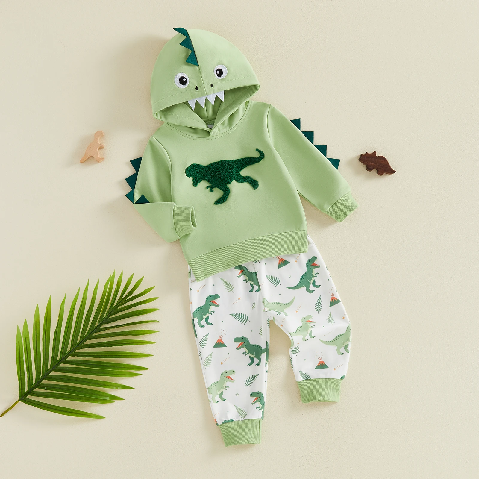 Cute Baby Boy Fall Outfits Long Sleeve Hoodies dinosaur Print Joggers Pants Baby Costume Set